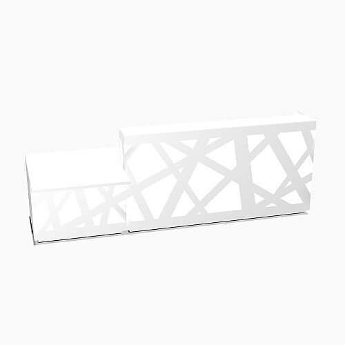 Zig Zag Modern Design Illuminated Solid Surface Straight White Reception Desk with Right Low Level Section W3200mmxD1180mmxH1146mm