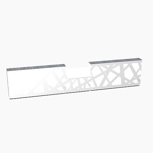 Zig Zag Modern Design Illuminated Solid Surface Straight White Reception Desk with Central Low Level Section W5400mmxD1180mmxH1146mm Zig Zag Modern Design Illuminated Solid Surface Straight White Reception Desk with Central Low Level Section W5400mmxD1180mmxH1146mm