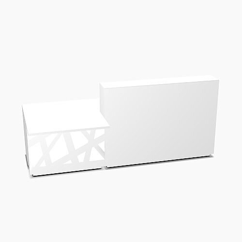 Zig Zag Modern Design Solid Surface Straight White Reception Desk with Right Low Level Section W2600mmxD1180mmxH1146mm Zig Zag Modern Design Solid Surface Straight White Reception Desk with Right Low Level Section W2600mmxD1180mmxH1146mm