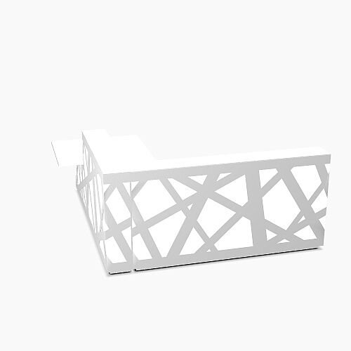 Zig Zag Modern Design Illuminated Solid Surface L-Shaped White Reception Desk with Right Low Level Section W2600mmxD2780mmxH1146mm Zig Zag Modern Design Illuminated Solid Surface L-Shaped White Reception Desk with Right Low Level Section W2600mmxD2780mmxH1146mm