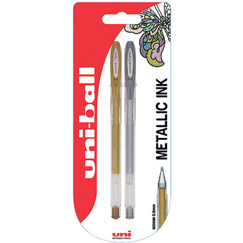 Uni-Ball Gold and Silver Pens Twin Pack Clipstrip Pack of 12 153486009