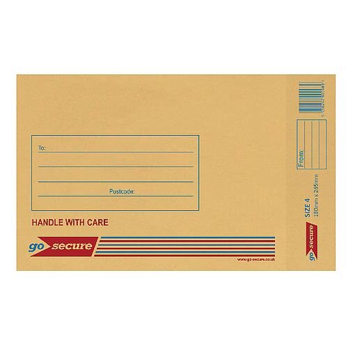 GoSecure Size 4 Bubble Lined Envelope 180x265mm Gold Pack of 100 ML10046