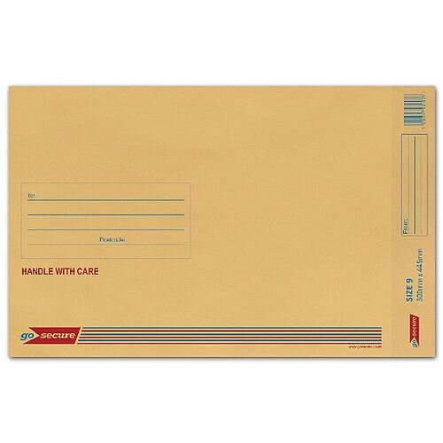 GoSecure Size 9 Bubble Lined Envelope 300x445mm Gold Pack of 50 ML10058 GoSecure Size 9 Bubble Lined Envelope 300x445mm Gold Pack of 50 ML10058