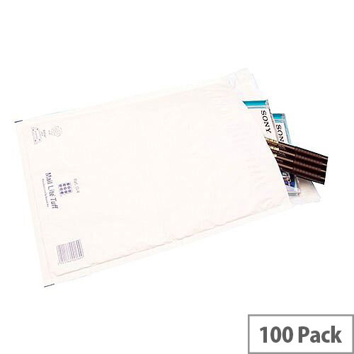 Mail Lite Tuff Bubble Lined Bags Polyethylene Mailer Size D/1 180x260mm White Pack of 100 Mail Lite Tuff Bubble Lined Bags Polyethylene Mailer Size D/1 180x260mm White Pack of 100
