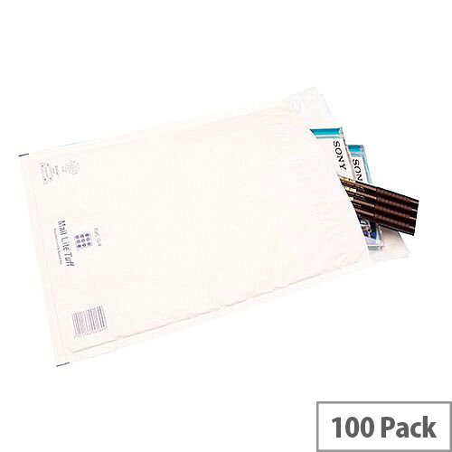 Mail Lite Tuff Bubble Lined Bags Polyethylene Mailer Size D/1 180x260mm White Pack of 100