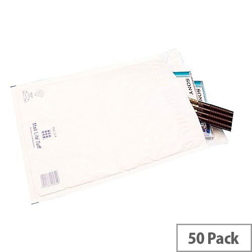 Mail Lite Tuff Bubble Lined Bags Polyethylene Mailer Size G/4 240x330mm White Pack of 50 