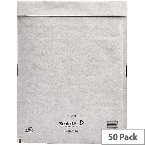 Mail Lite Plus Bubble Lined Size H/5 270x360mm Oyster White Postal Bags Pack of 50 Mail Lite Plus Bubble Lined Size H/5 270x360mm Oyster White Postal Bags Pack of 50