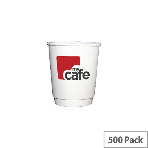 Mycafe 8oz/250ml Double Wall Disposable Hot Drink Paper Cups (500 Pack) HVDWPA08V