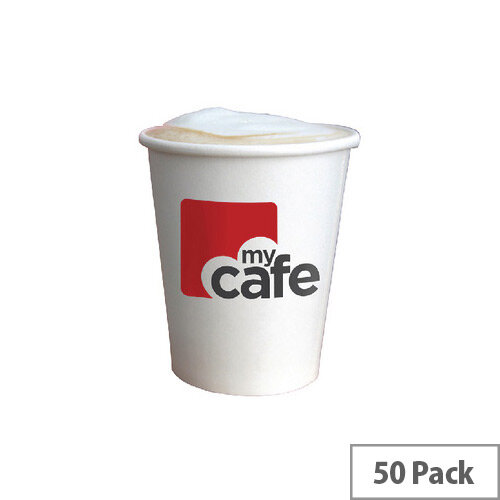 Mycafe 8oz/250ml Single Wall Paper Disposable Hot Cups (50 Pack) HVSWPA08V Mycafe 8oz/250ml Single Wall Paper Disposable Hot Cups (50 Pack) HVSWPA08V