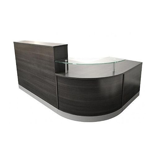 Complete Curved Reception Unit Anthracite Finish With Glass Counter Complete Curved Reception Unit Anthracite Finish With Glass Counter