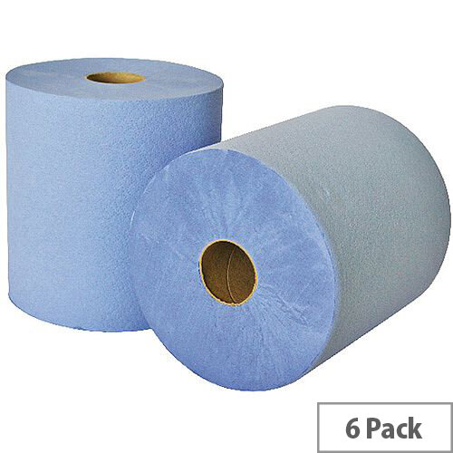 Leonardo 2 Ply Laminated Blue Paper Hand Towel Rolls Each 175m Long (6 Rolls) RTB175