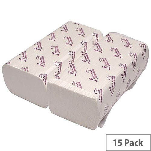 Leonardo M Fold 2 Ply  White Paper Hand Towels 200 Towels Per Sleeve 15 Sleeves (3000 Sheets) HTL002