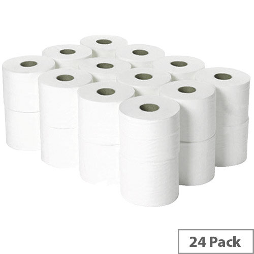 Leonardo Versatwin 2 Ply White Toilet Dispenser Refill Tissue Rolls 100m Pack of 24 JSL100