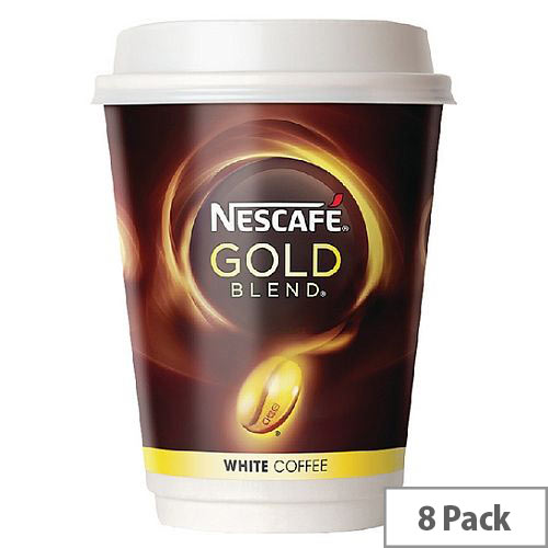 Nescafe & Go Gold Blend White Coffee Foil Sealed Cups for Drinks Machine A02781 Pack 8