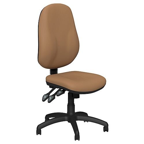 O.B Series Office Chair Leather Look Seat Black Base Beige