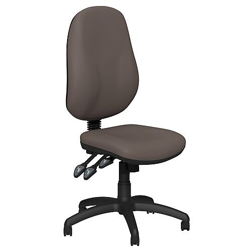 O.B Series Office Chair Leather Look Seat Black Base Coffee Beige