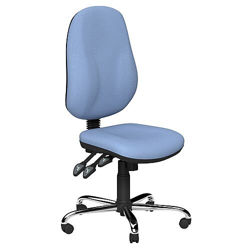 O.B Series Office Chair Fabric Seat Chrome Base Light Blue