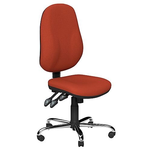 O.B Series Office Chair Fabric Seat Chrome Base Dark Orange