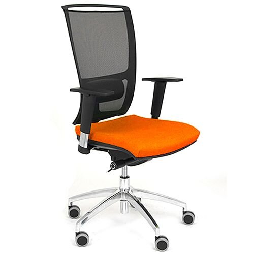 OZ Series Ergonomic Mesh Task Operator Office Chair With Lumbar Support & Adjustable Arms - Orange Eco-Leather Seat - Tested to EN1335 & 5 year guarantee