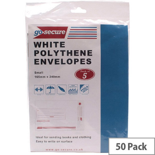 Go Secure Extra Strong Polythene Envelopes 165x240mm Pack of 50 PB08232 Go Secure Extra Strong Polythene Envelopes 165x240mm Pack of 50 PB08232