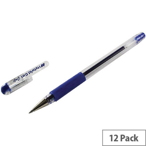 Pentel Hybrid Blue Gel Grip Rollerball Pen 0.6mm Pack of 12