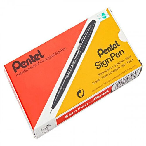 Pentel S520 Sign Pen Red Fibre Tipped 1.0mm Line Pack 12