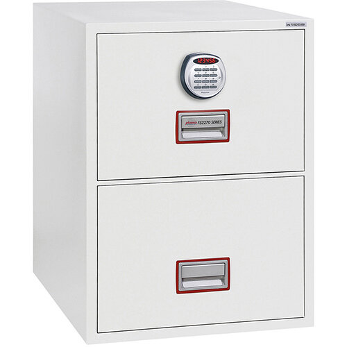 Phoenix World Class Vertical Fire File FS2272E 2 Drawer Filing Cabinet with Electronic Lock White Phoenix World Class Vertical Fire File FS2272E 2 Drawer Filing Cabinet with Electronic Lock White