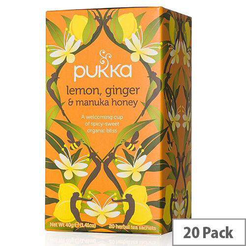 Pukka Lemon Ginger and Manuka Organic Tea Bags (Pack of 20) P5049 Pukka Lemon Ginger and Manuka Organic Tea Bags (Pack of 20) P5049