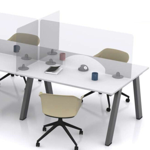 Screen Three - Self Supporting Rectangular Protective Perspex Desk Screen with Aperture & Radius Corners W1385xH600xD150mm