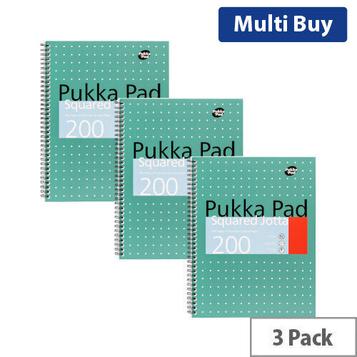 Pukka Pad A4 Wirebound Square Jotta Notepad 3 Pack, 200 Pages, Wirebound, 80gsm White Paper & Easy removal (JM018SQ)