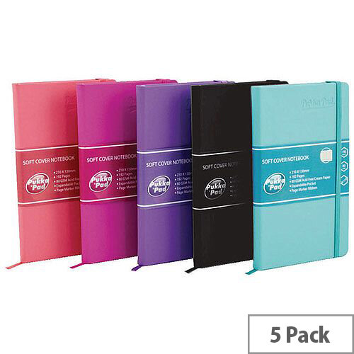 Pukka Signature Soft Cover Notebook A5 Casebound 192 Pages Assorted Pack of 5 7747-SIG Pukka Signature Soft Cover Notebook A5 Casebound 192 Pages Assorted Pack of 5 7747-SIG