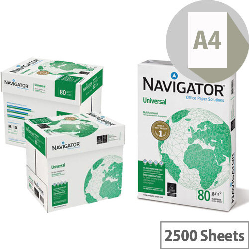Navigator Universal A4 80gsm White Printer Paper Box of 2500 Sheets Navigator Universal A4 80gsm White Printer Paper Box of 2500 Sheets