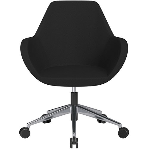 Fan Swivel Armchair with Economic Mechanism 5 Star Base Black Evo Fabric Seat &Polished Aluminium Base with Castors for Soft Floors - Perfect Seating Solution for Breakout, Reception Areas &Boardroom Fan Swivel Armchair with Economic Mechanism 5 Star Base Black Evo Fabric Seat &Polished Aluminium Base with Castors for Soft Floors - Perfect Seating Solution for Breakout, Reception Areas &Boardroom
