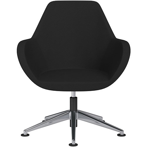 Fan Swivel Armchair with Economic Mechanism 5 Star Base Black Evo Fabric Seat &Polished Aluminium Base with Universal Teflon Glides - Perfect Seating Solution for Breakout, Reception Areas &Boardroom Fan Swivel Armchair with Economic Mechanism 5 Star Base Black Evo Fabric Seat &Polished Aluminium Base with Universal Teflon Glides - Perfect Seating Solution for Breakout, Reception Areas &Boardroom