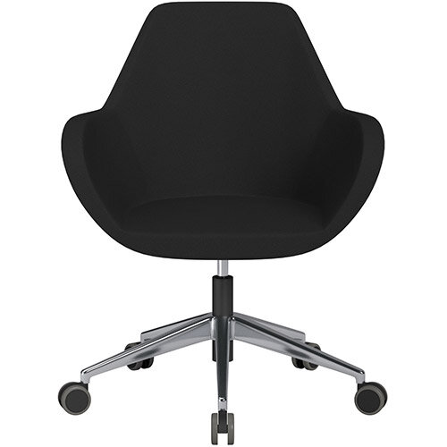 Fan Swivel Armchair with Economic Mechanism 5 Star Base Black Evo Fabric Seat &Polished Aluminium Base with Castors for Hard Floors - Perfect Seating Solution for Breakout, Reception Areas &Boardroom Fan Swivel Armchair with Economic Mechanism 5 Star Base Black Evo Fabric Seat &Polished Aluminium Base with Castors for Hard Floors - Perfect Seating Solution for Breakout, Reception Areas &Boardroom
