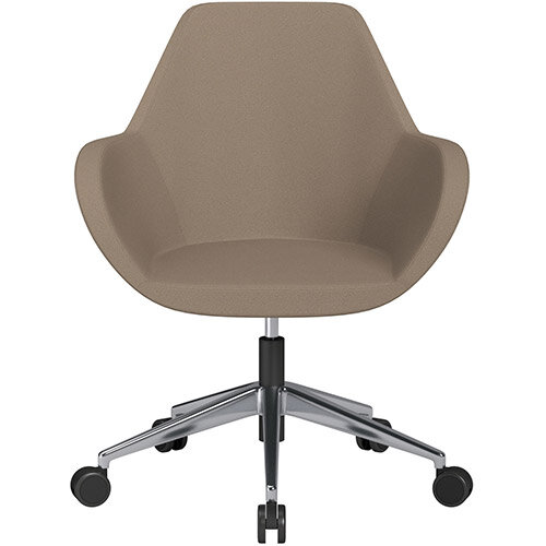 Fan Swivel Armchair with Economic Mechanism 5 Star Base Beige Evo Fabric Seat &Polished Aluminium Base with Castors for Soft Floors - Perfect Seating Solution for Breakout, Reception Areas &Boardroom Fan Swivel Armchair with Economic Mechanism 5 Star Base Beige Evo Fabric Seat &Polished Aluminium Base with Castors for Soft Floors - Perfect Seating Solution for Breakout, Reception Areas &Boardroom