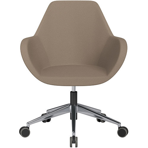 Fan Swivel Armchair with Economic Mechanism 5 Star Base Beige Evo Fabric Seat &Polished Aluminium Base with Castors for Hard Floors - Perfect Seating Solution for Breakout, Reception Areas &Boardroom Fan Swivel Armchair with Economic Mechanism 5 Star Base Beige Evo Fabric Seat &Polished Aluminium Base with Castors for Hard Floors - Perfect Seating Solution for Breakout, Reception Areas &Boardroom