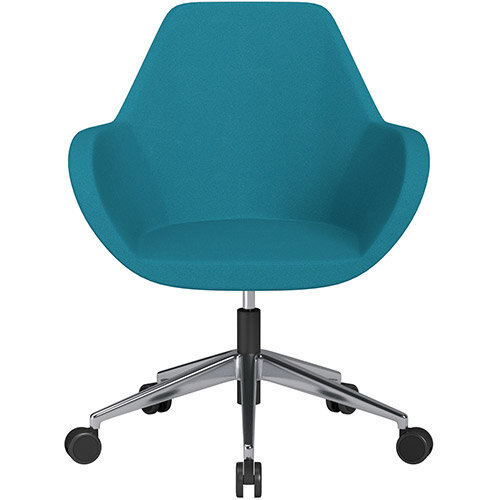 Fan Swivel Armchair with Economic Mechanism 5 Star Base Aquamarine Evo Fabric Seat &Polished Aluminium Base with Castors for Soft Floors - Perfect Seating Solution for Breakout, Reception Areas &Boardroom Fan Swivel Armchair with Economic Mechanism 5 Star Base Aquamarine Evo Fabric Seat &Polished Aluminium Base with Castors for Soft Floors - Perfect Seating Solution for Breakout, Reception Areas &Boardroom