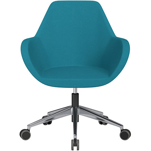 Fan Swivel Armchair with Economic Mechanism 5 Star Base Aquamarine Evo Fabric Seat &Polished Aluminium Base with Castors for Hard Floors - Perfect Seating Solution for Breakout, Reception Areas &Boardroom Fan Swivel Armchair with Economic Mechanism 5 Star Base Aquamarine Evo Fabric Seat &Polished Aluminium Base with Castors for Hard Floors - Perfect Seating Solution for Breakout, Reception Areas &Boardroom