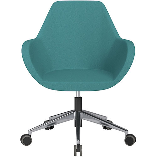 Fan Swivel Armchair with Economic Mechanism 5 Star Base Aqua Green Evo Fabric Seat &Polished Aluminium Base with Castors for Hard Floors - Perfect Seating Solution for Breakout, Reception Areas &Boardroom Fan Swivel Armchair with Economic Mechanism 5 Star Base Aqua Green Evo Fabric Seat &Polished Aluminium Base with Castors for Hard Floors - Perfect Seating Solution for Breakout, Reception Areas &Boardroom