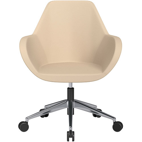 Fan Swivel Armchair with Economic Mechanism 5 Star Base Beige Softline Leather Look Seat &Polished Aluminium Base with Castors for Soft Floors - Perfect Seating Solution for Breakout, Reception Areas &Boardroom Fan Swivel Armchair with Economic Mechanism 5 Star Base Beige Softline Leather Look Seat &Polished Aluminium Base with Castors for Soft Floors - Perfect Seating Solution for Breakout, Reception Areas &Boardroom