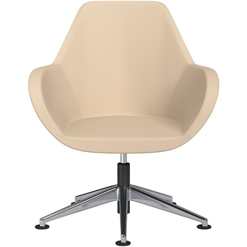 Fan Swivel Armchair with Economic Mechanism 5 Star Base Beige Softline Leather Look Seat &Polished Aluminium Base with Universal Teflon Glides - Perfect Seating Solution for Breakout, Reception Areas &Boardroom Fan Swivel Armchair with Economic Mechanism 5 Star Base Beige Softline Leather Look Seat &Polished Aluminium Base with Universal Teflon Glides - Perfect Seating Solution for Breakout, Reception Areas &Boardroom