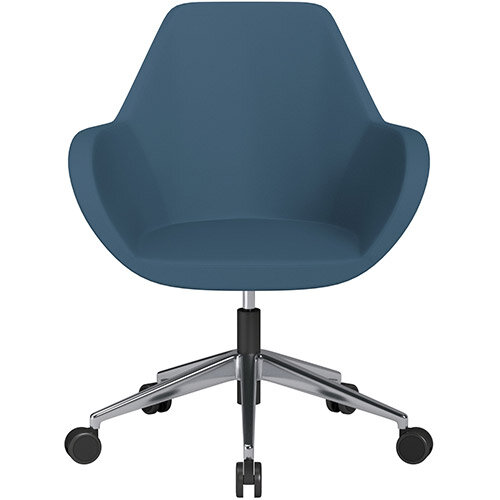 Fan Swivel Armchair with Economic Mechanism 5 Star Base Aqua Blue Valencia Leather Look Seat &Polished Aluminium Base with Castors for Soft Floors - Perfect Seating Solution for Breakout, Reception Areas &Boardroom Fan Swivel Armchair with Economic Mechanism 5 Star Base Aqua Blue Valencia Leather Look Seat &Polished Aluminium Base with Castors for Soft Floors - Perfect Seating Solution for Breakout, Reception Areas &Boardroom