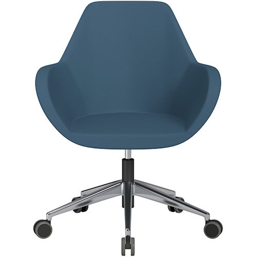 Fan Swivel Armchair with Economic Mechanism 5 Star Base Aqua Blue Valencia Leather Look Seat &Polished Aluminium Base with Castors for Hard Floors - Perfect Seating Solution for Breakout, Reception Areas &Boardroom Fan Swivel Armchair with Economic Mechanism 5 Star Base Aqua Blue Valencia Leather Look Seat &Polished Aluminium Base with Castors for Hard Floors - Perfect Seating Solution for Breakout, Reception Areas &Boardroom