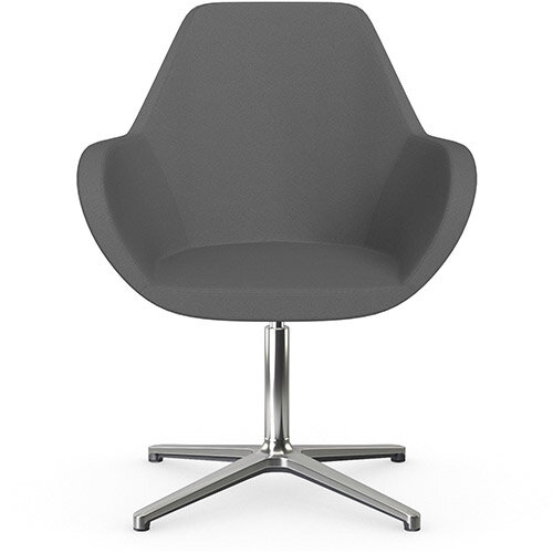 Fan Swivel Armchair with 4 Star Base Grey Evo Fabric Seat &Polished Aluminium Base - Perfect Seating Solution for Breakout, Reception Areas &Boardroom Fan Swivel Armchair with 4 Star Base Grey Evo Fabric Seat &Polished Aluminium Base - Perfect Seating Solution for Breakout, Reception Areas &Boardroom