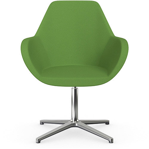 Fan Swivel Armchair with 4 Star Base Green Evo Fabric Seat & Polished Aluminium Base - Perfect Seating Solution for Breakout, Reception Areas & Boardroom