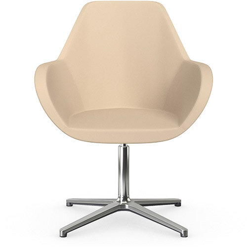 Fan Swivel Armchair with 4 Star Base Beige Softline Leather Look Seat &Polished Aluminium Base - Perfect Seating Solution for Breakout, Reception Areas &Boardroom Fan Swivel Armchair with 4 Star Base Beige Softline Leather Look Seat &Polished Aluminium Base - Perfect Seating Solution for Breakout, Reception Areas &Boardroom