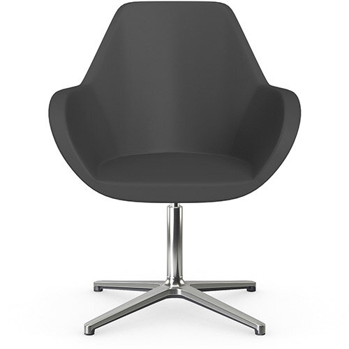 Fan Swivel Armchair with 4 Star Base Dark Brown Softline Leather Look Seat &Polished Aluminium Base - Perfect Seating Solution for Breakout, Reception Areas &Boardroom Fan Swivel Armchair with 4 Star Base Dark Brown Softline Leather Look Seat &Polished Aluminium Base - Perfect Seating Solution for Breakout, Reception Areas &Boardroom