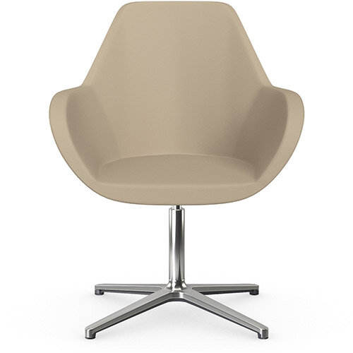 Fan Swivel Armchair with 4 Star Base Light Brown Softline Leather Look Seat &Polished Aluminium Base - Perfect Seating Solution for Breakout, Reception Areas &Boardroom Fan Swivel Armchair with 4 Star Base Light Brown Softline Leather Look Seat &Polished Aluminium Base - Perfect Seating Solution for Breakout, Reception Areas &Boardroom