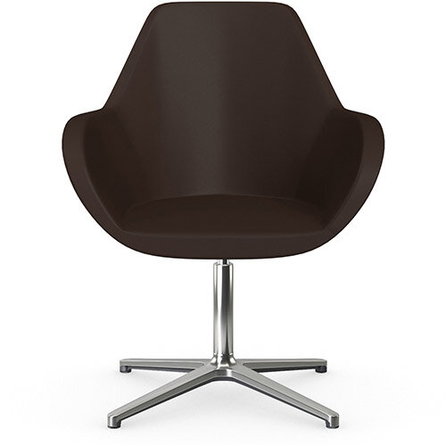 Fan Swivel Armchair with 4 Star Base Brown Softline Leather Look Seat &Polished Aluminium Base - Perfect Seating Solution for Breakout, Reception Areas &Boardroom Fan Swivel Armchair with 4 Star Base Brown Softline Leather Look Seat &Polished Aluminium Base - Perfect Seating Solution for Breakout, Reception Areas &Boardroom